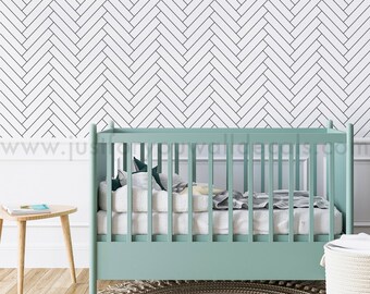 Modern Herringbone Peel and Stick Wallpaper Playful Charm to Nurseries & Playrooms, Herringbone Removable Wallpaper Kids Room 25-0008