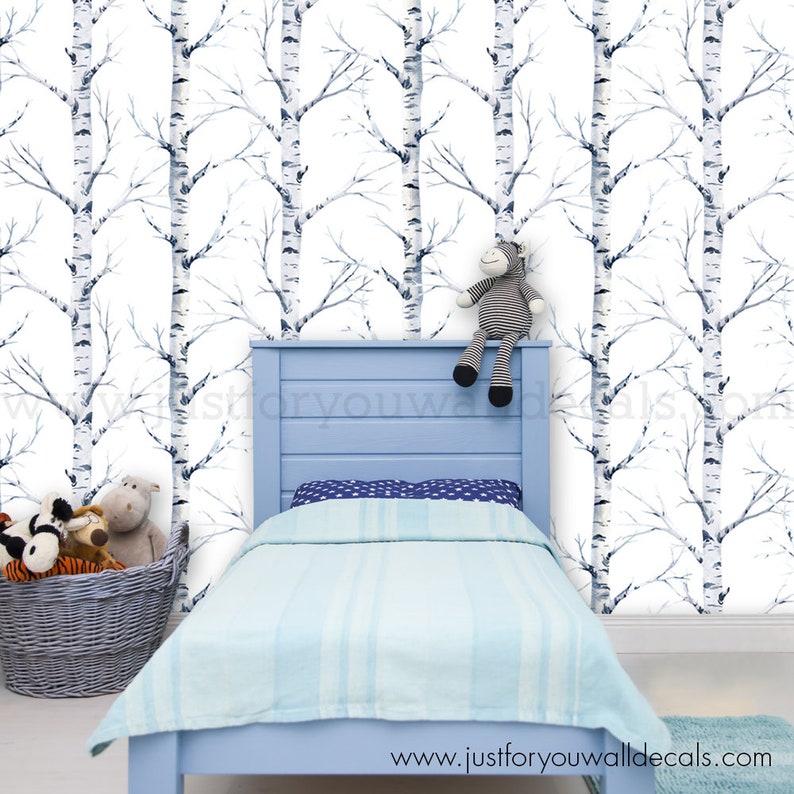 Birch Tree Wallpaper Nursery Wallpaper Boys Room Wallpaper Etsy