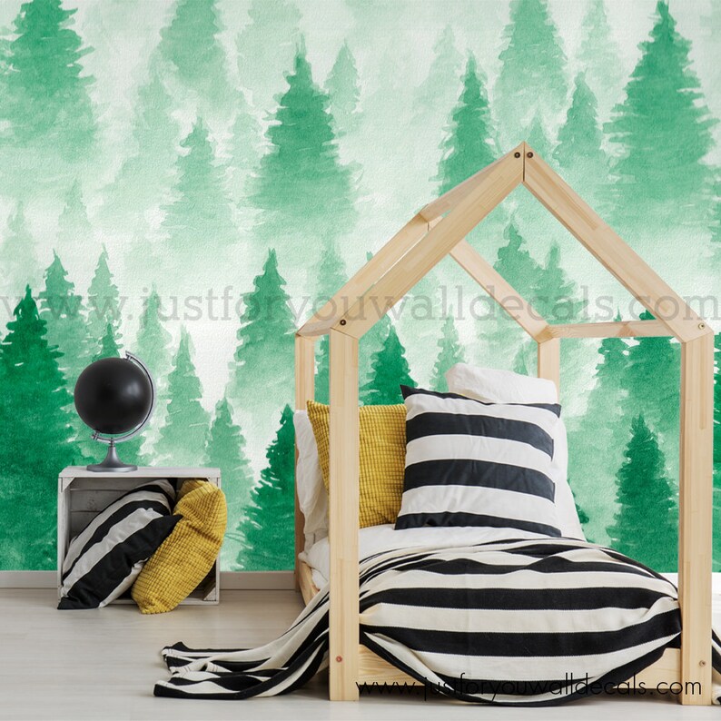 Forest Wallpaper Removable Wallpaper Boy Nursery Wallpaper Etsy