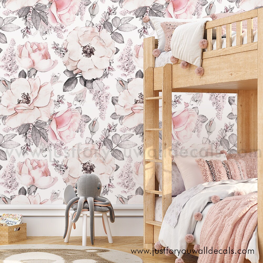 Nursery Wallpaper, Floral Wallpaper, Nursery Wallpaper Girl, Peony ...