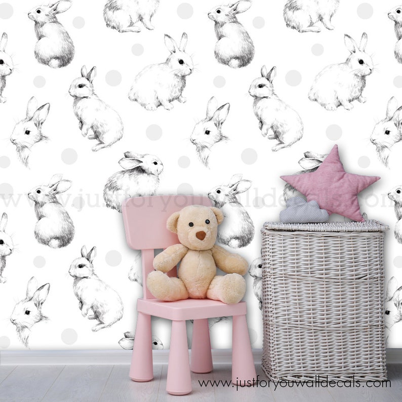 Bunny Wallpaper Nursery Wallpaper Animal Wallpaper - Etsy