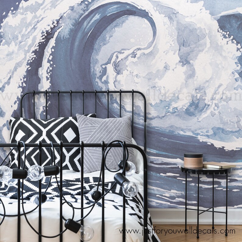 Wave Wallpaper Nursery Wallpaper Kids Wallpaper Teen Etsy