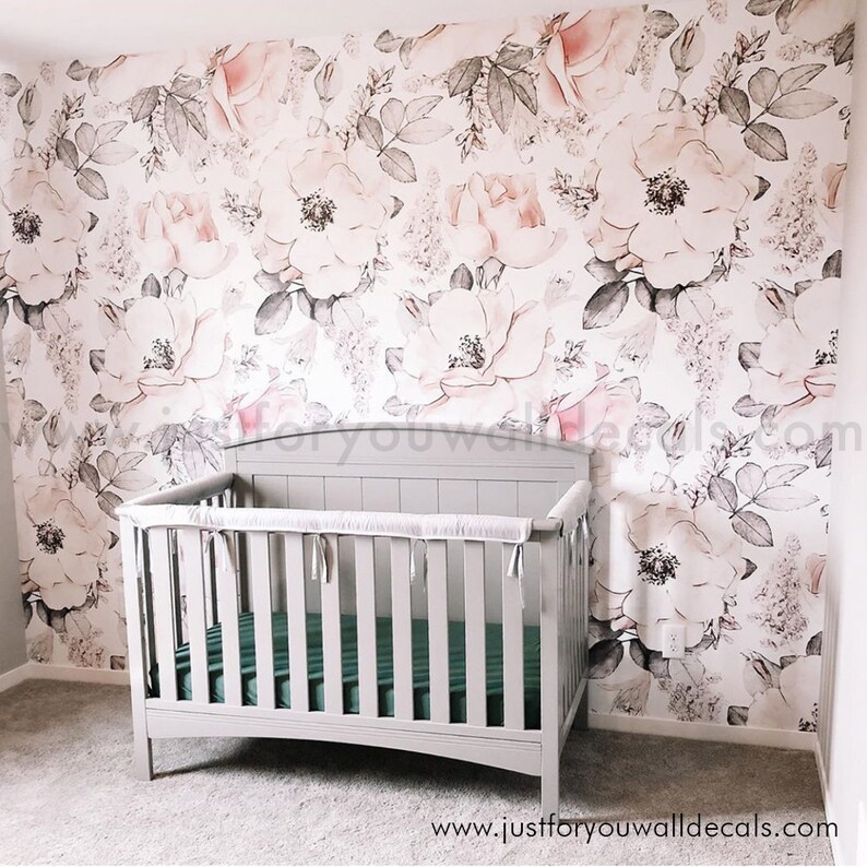 Nursery Wallpaper, Floral Wallpaper, Nursery Wallpaper Girl, Peony ...