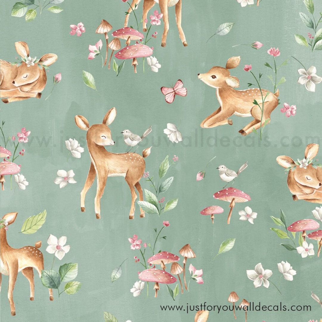 Woodland Animal Wallpaper, Deer Animal Wallpaper, Wallpaper for Girls
