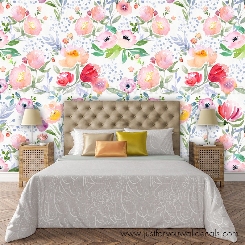 Peel and Stick Floral Wallpaper Girls Nursery Wallpaper Etsy