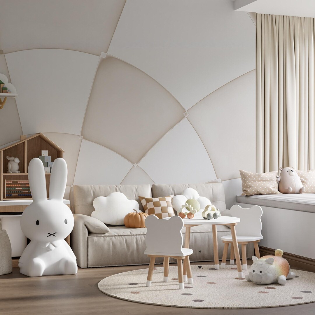Neutral Nursery Wallpaper Peel and Stick, Removable Beige Arch Wall ...