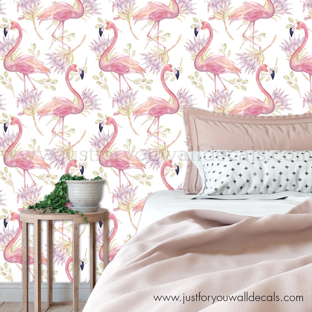 Flamingo Girl Room Wallpaper Nursery Wallpaper Flamingo - Etsy