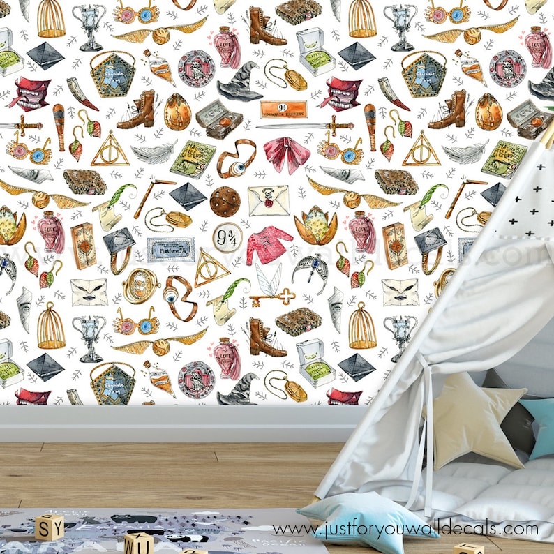 Harry Potter Wallpaper Boy Nursery Wallpaper Nursery Etsy