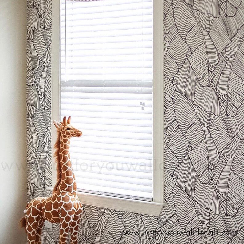 Palm Leaf Wallpaper Bathroom Wallpaper Removable Wallpaper Etsy