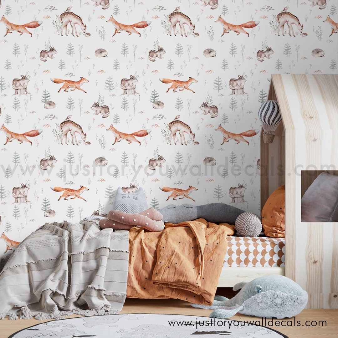 Forest Animal Wallpaper, Nursery Wallpaper, Woodland Nursery Wallpaper