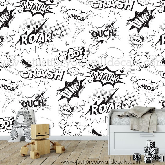 Nursery Wallpaper Boys Comic Wallpaper Wallpaper For Boys Etsy