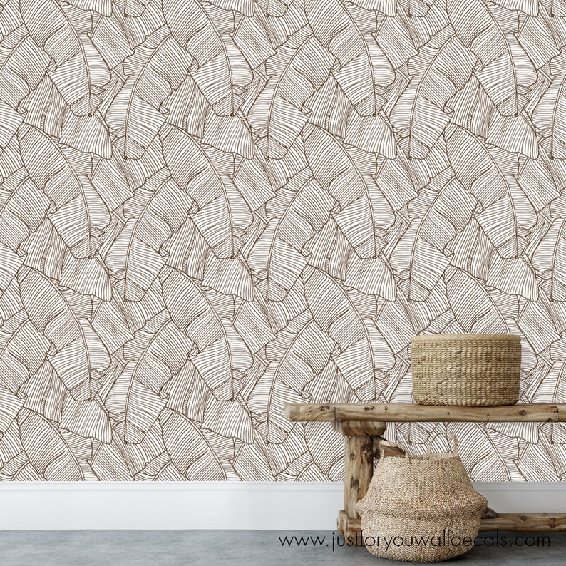 Palm Leaf Wallpaper Bathroom Wallpaper Removable Wallpaper Etsy