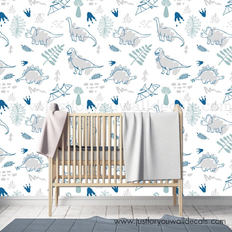 Dinosaur Nursery Wallpaper Animal Wallpaper Boy Nursery - Etsy