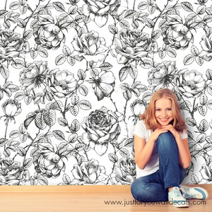 Rose Wallpaper, Floral Wallpaper, Vintage Rose Wallpaper, Removable