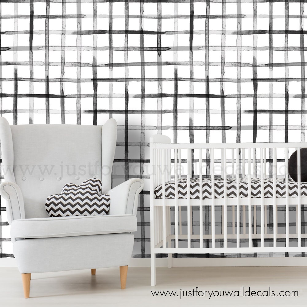 Nursery Wallpaper Boys Plaid Wallpaper Wallpaper for Boys | Etsy