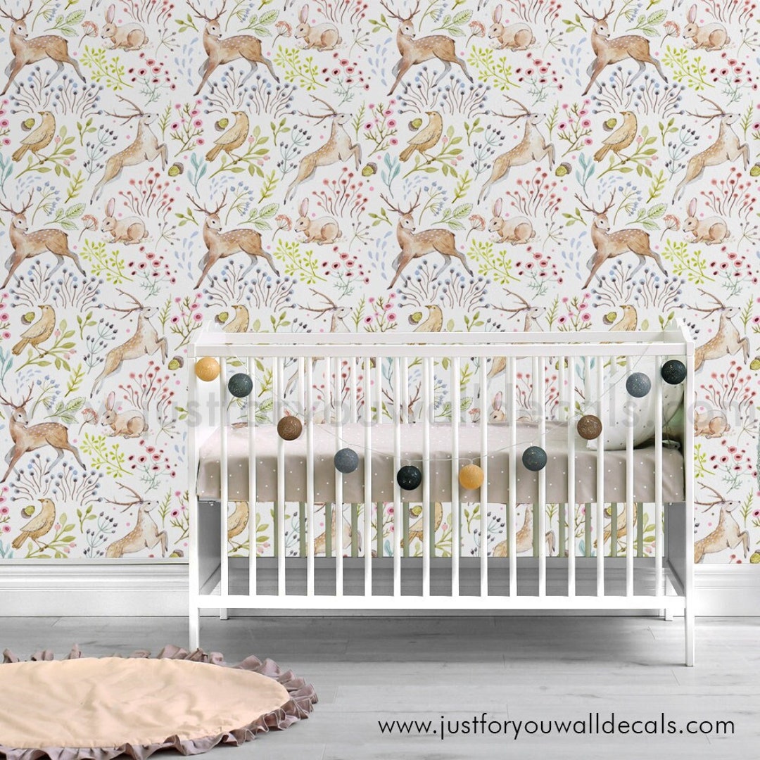 Woodland Nursery Wallpaper, Forest Wallpaper, Enchanted Forest ...