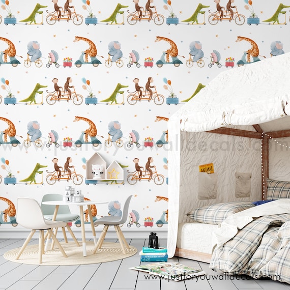Baby Boy Wallpaper, Woodland Animal Wallpaper, Fun Nursery
