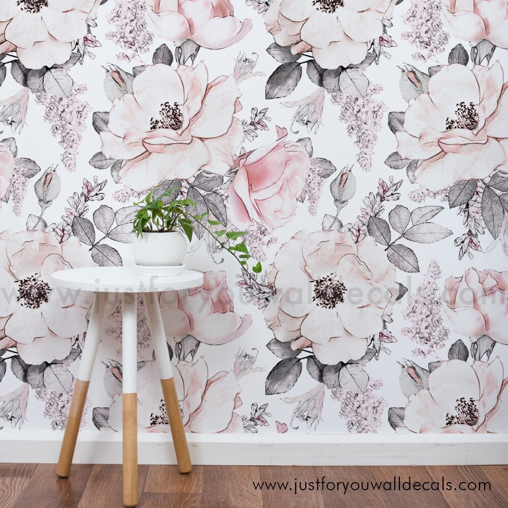 Nursery Wallpaper, Floral Wallpaper, Nursery Wallpaper Girl, Peony ...