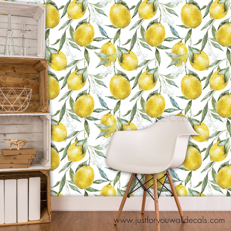 Lemon Wallpaper Kitchen Wallpaper Lemon Removable Wallpaper Etsy