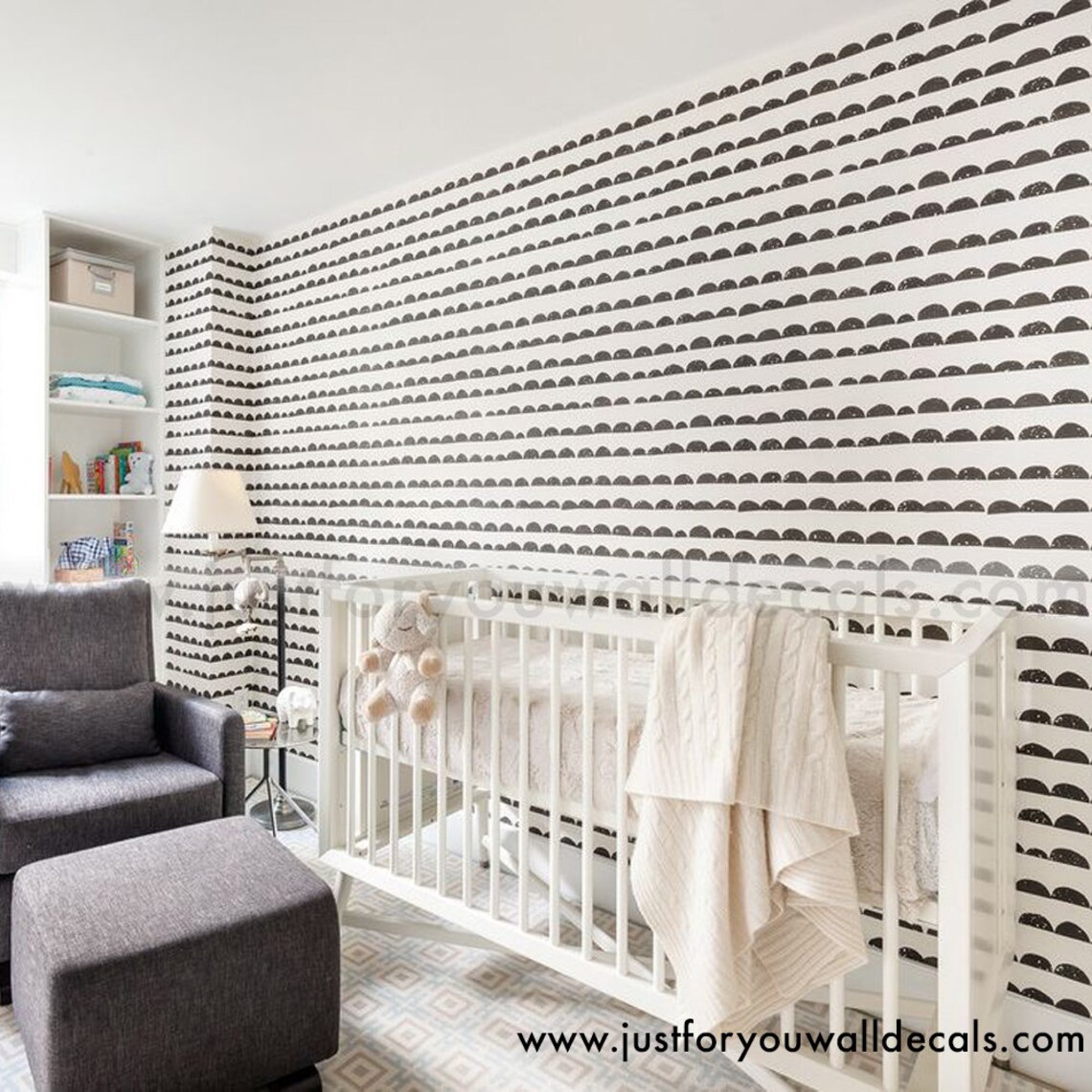 Nursery Wallpaper Black and White Wallpaper Removable - Etsy