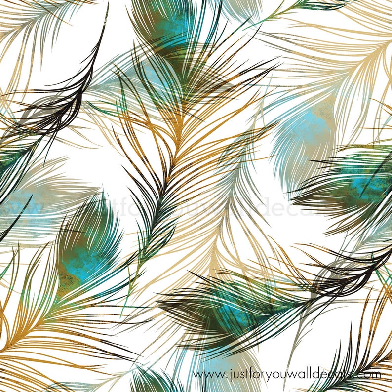 Bathroom Wallpaper, Peacock Wallpaper, Powder Room Wallpaper, Bird Wallpaper, Feather Peel and ...