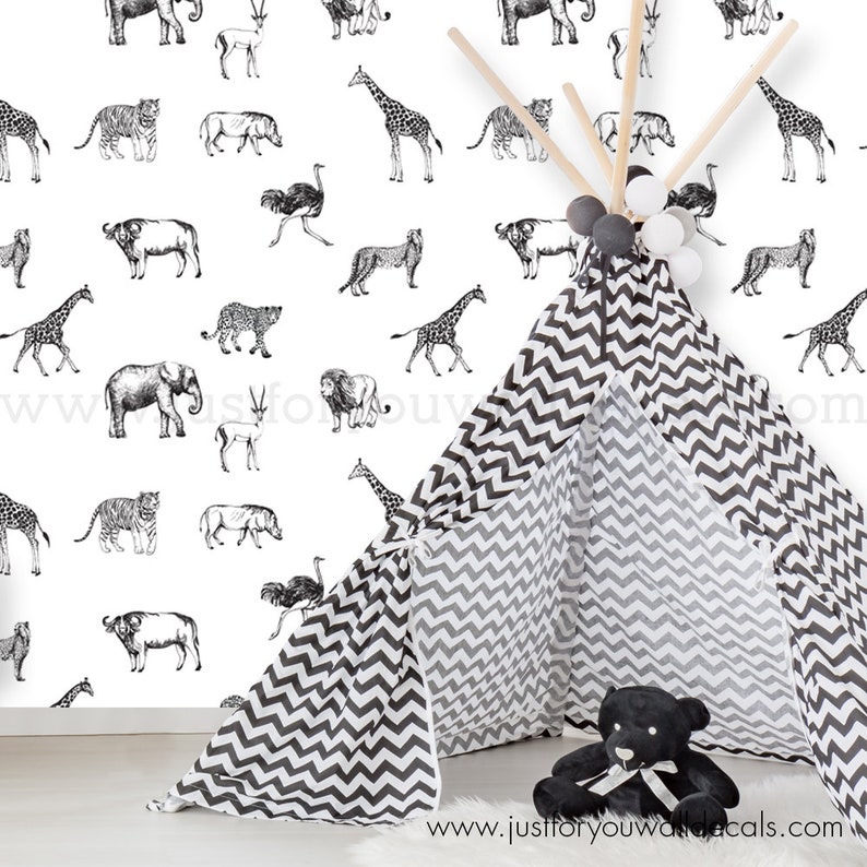 Nursery Wallpaper Animal Wallpaper Removable wallpaper | Etsy