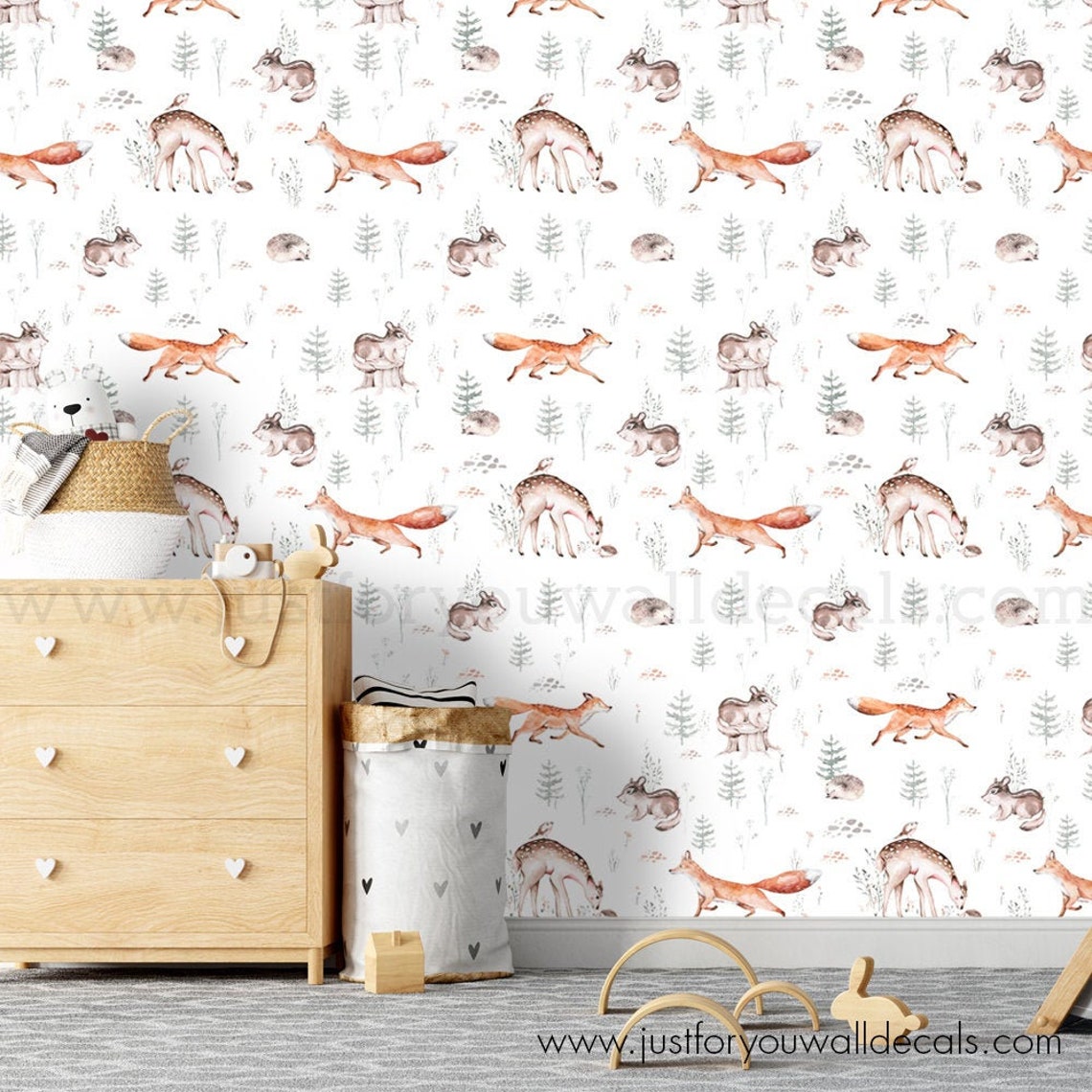 Nursery Wallpaper Animal Wallpaper Removable Wallpaper Etsy