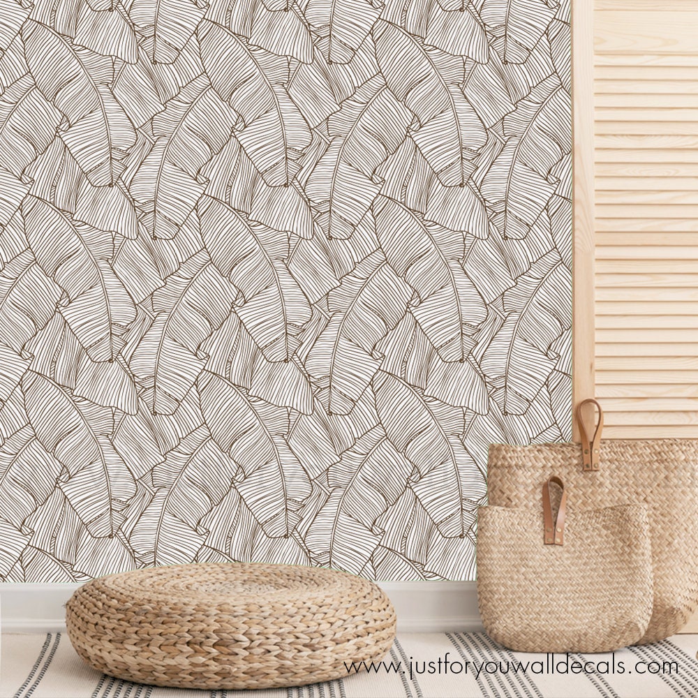 Palm Leaf Wallpaper Bathroom Wallpaper Removable Wallpaper Etsy