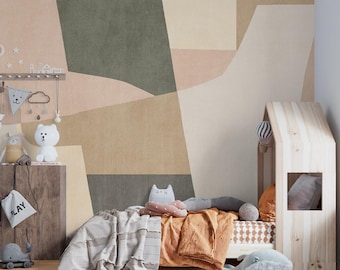 Boys Room Wallpaper, Boho Abstract Wall Mural, Baby Boy Wallpaper, Boys Nursery Wallpaper, Abstract Pattern Wallpaper, Peel & Stick 22-0004