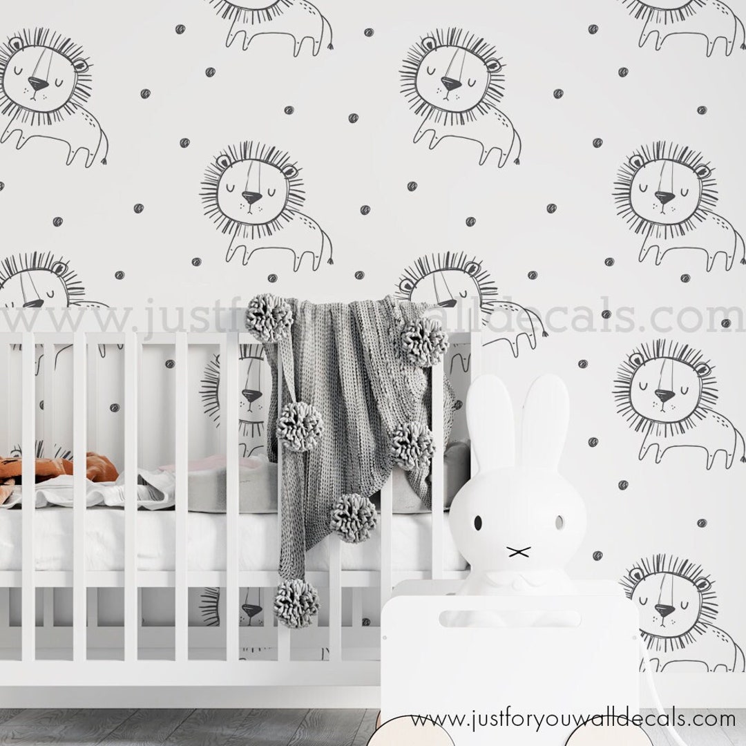 Lion Wallpaper, Lion Nursery Wallpaper, Baby Room Wallpaper, Safari ...