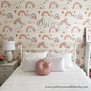Rainbow Nursery Wallpaper, Girls Wallpaper, Kids Wallpaper, Peel and Stick Removable wallpaper, Papier Peint Enfant, Papier Peint, 29-0006