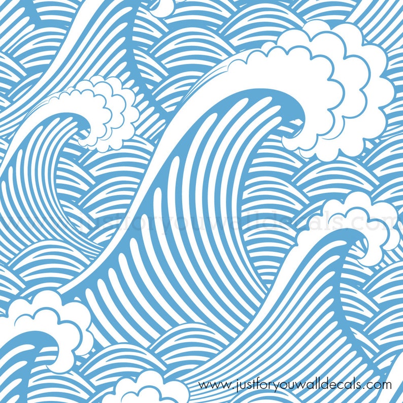 Wave Nursery Wallpaper Kids Wallpaper Peel & Stick Etsy
