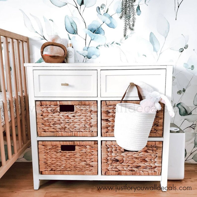 Botanical wallpaper with soft greenery illustrations, perfect for a serene and stylish decor.
