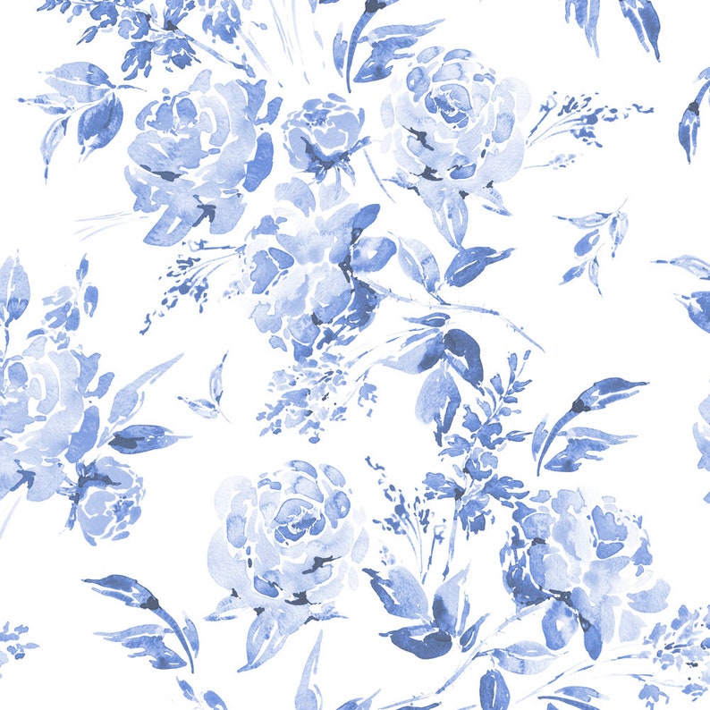 Blue and White Floral Wallpaper Peel and Stick Wallpaper - Etsy