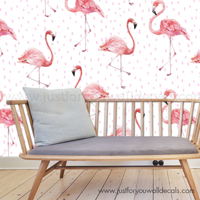 Flamingo Girl Room Wallpaper Nursery Wallpaper Flamingo Etsy