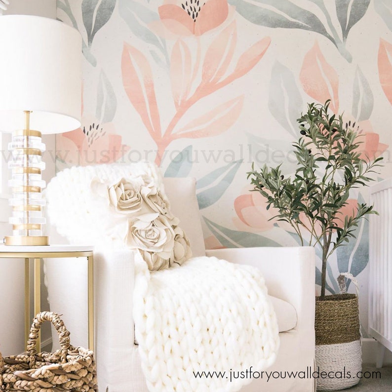 Floral Wallpaper, Nursery Wallpaper, Removable Wallpaper, Peel and ...