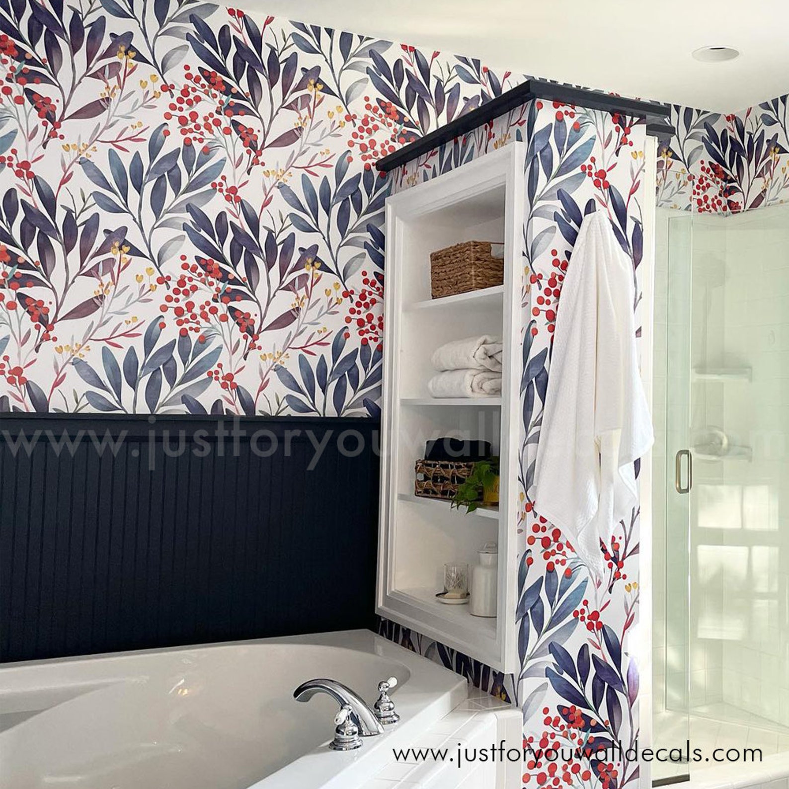 Floral Wallpaper Powder Room Wallpaper Peel and Stick Etsy