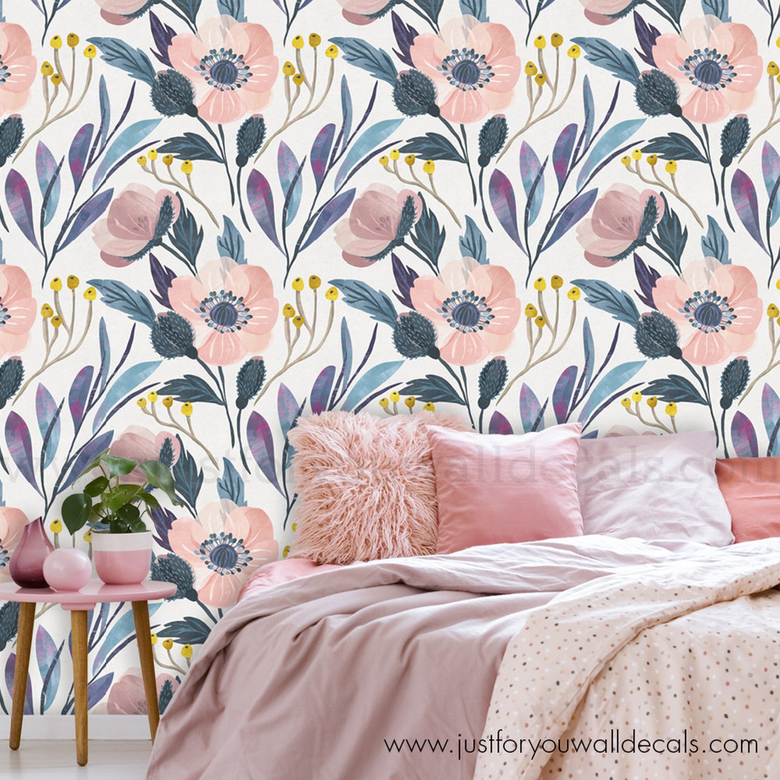 Floral Wallpaper Flower Wallpaper Removable Wallpaper Etsy