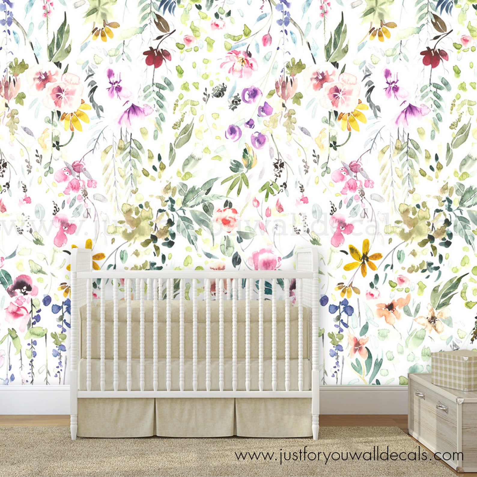 Floral Wallpaper Nursery Wallpaper Removable Wallpaper Etsy