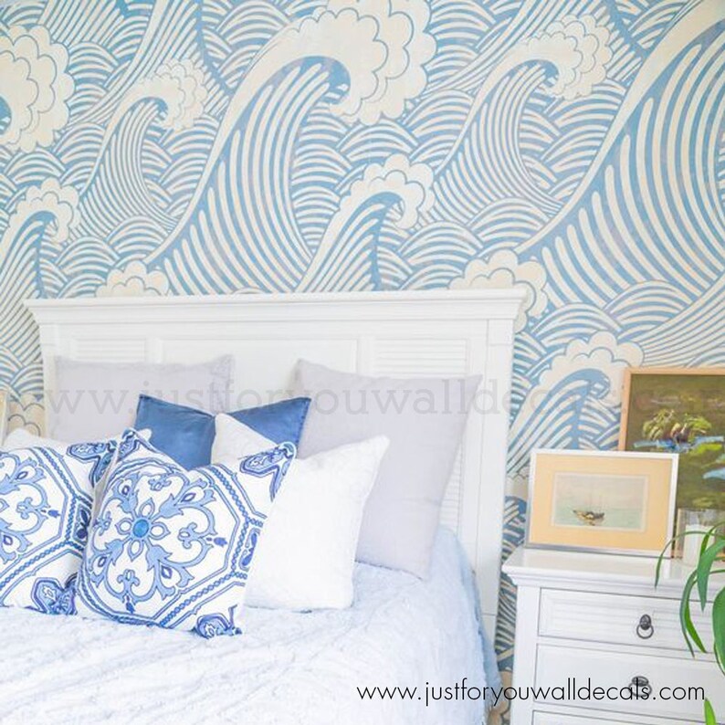 Wave Nursery Wallpaper Kids Wallpaper Peel & Stick Etsy