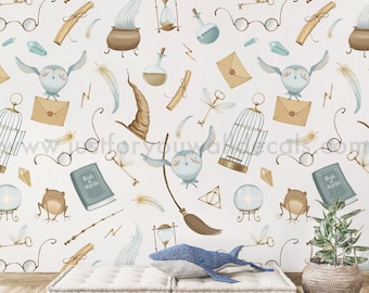 Tween Wallpaper, Toddler Wallpaper, Peel and Stick Removable Wallpaper, Wizard Magic Wallpaper, Kids Wallpaper,  29-0011