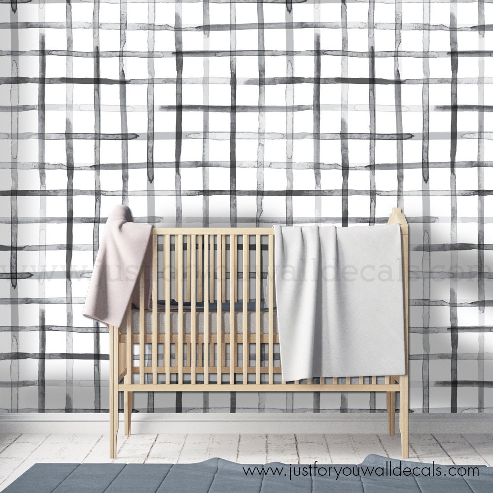 Nursery Wallpaper Boys Plaid Wallpaper Wallpaper for Boys | Etsy