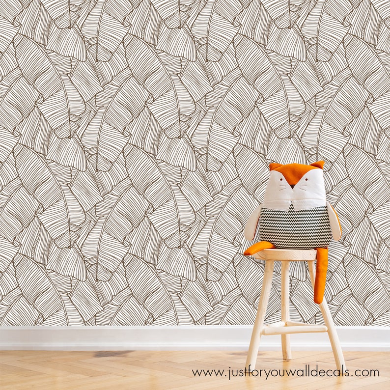 Palm Leaf Wallpaper Bathroom Wallpaper Removable Wallpaper Etsy