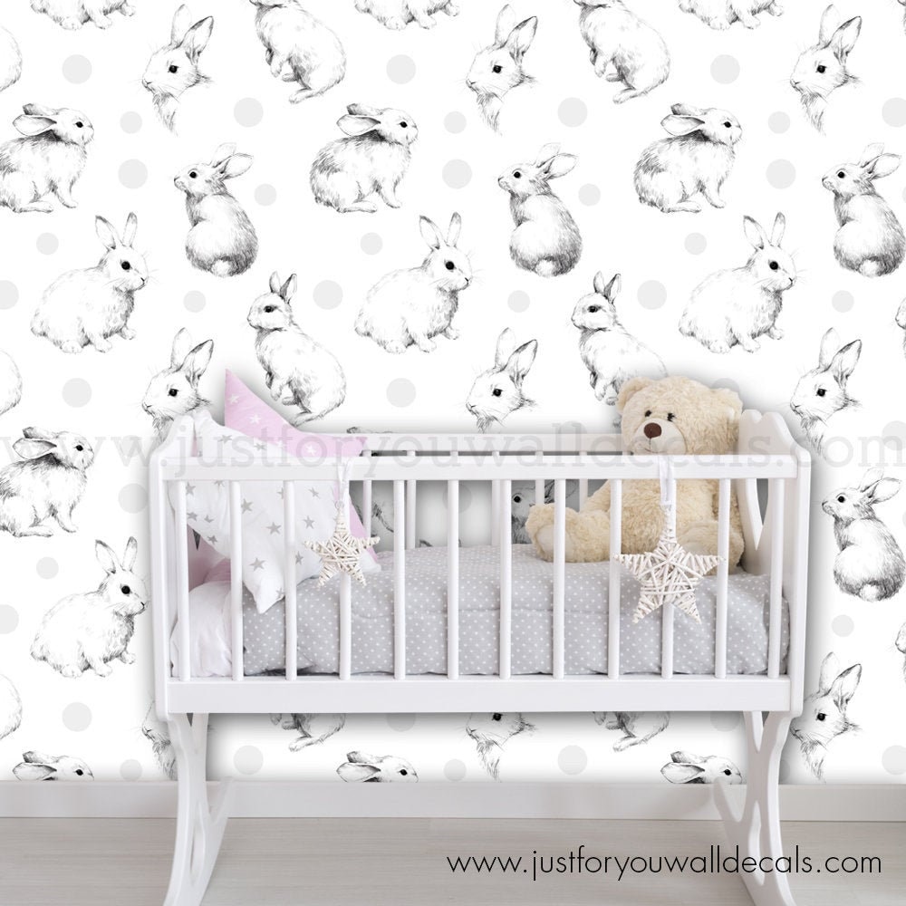 Bunny Wallpaper Nursery Wallpaper Animal Wallpaper Etsy Nederland
