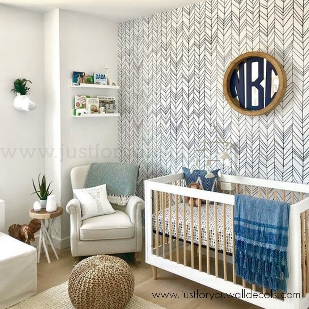 Chevron Wallpaper Nursery Wallpaper Removable Wallpaper Etsy