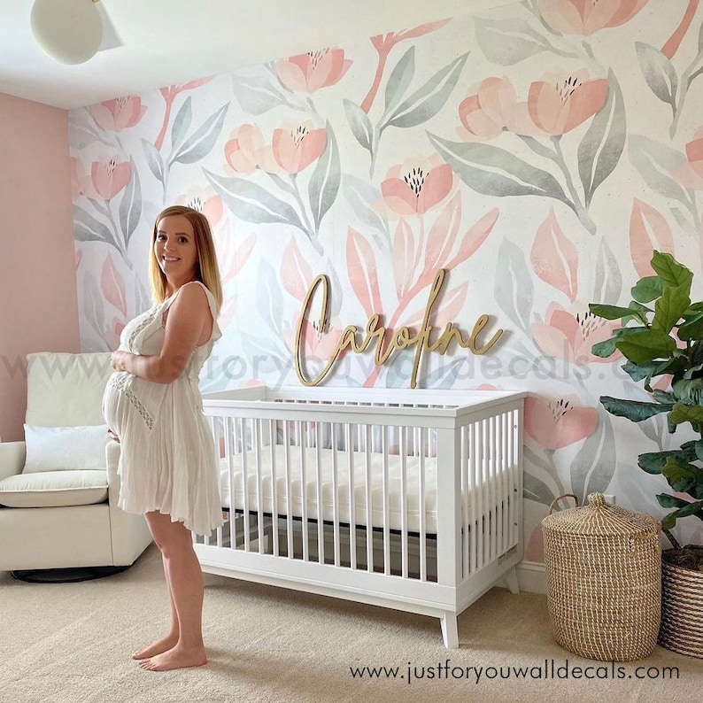 Floral Wallpaper, Nursery Wallpaper, Removable Wallpaper, Peel and ...