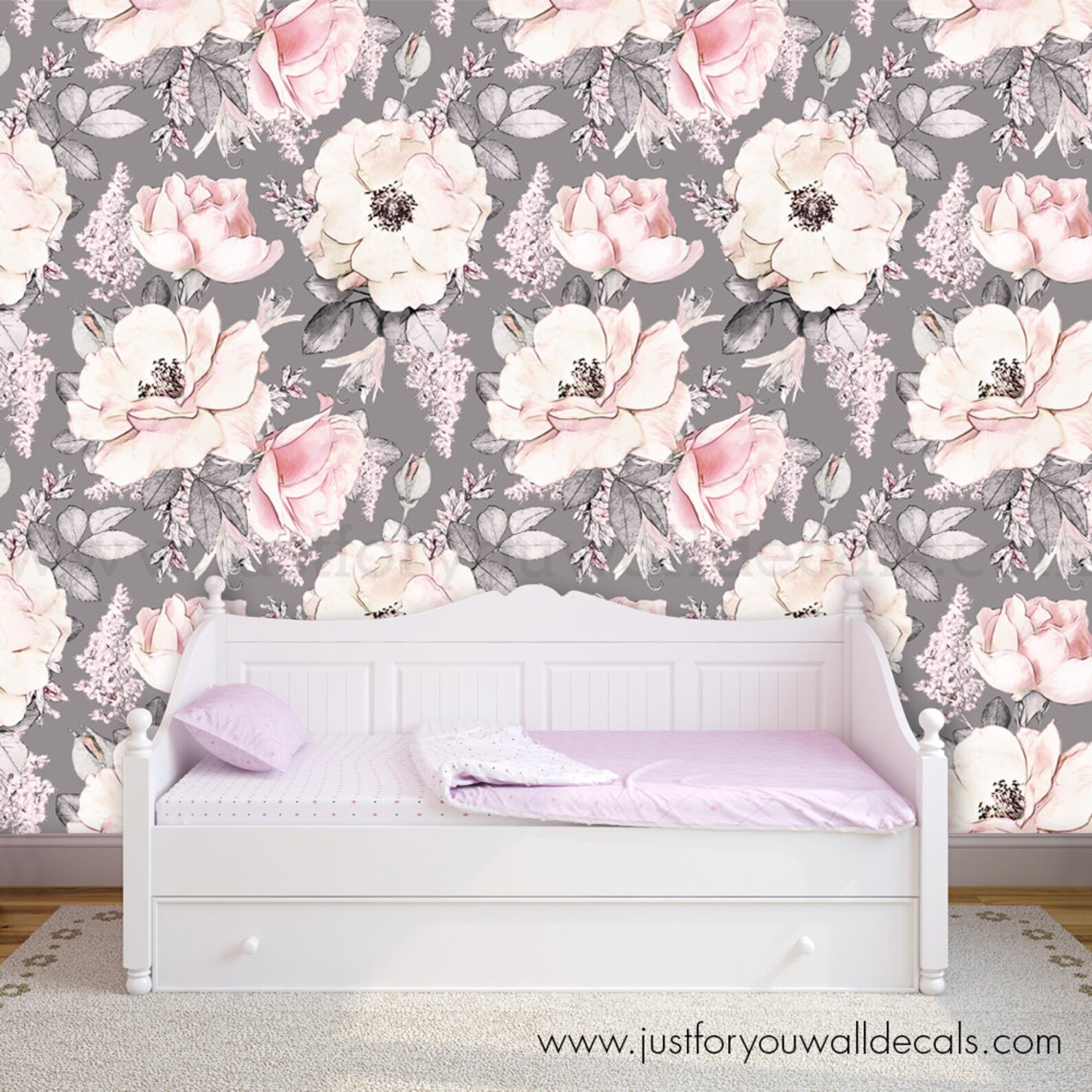 Girl Room Wallpaper Nursery Wallpaper Peony Wallpaper Etsy