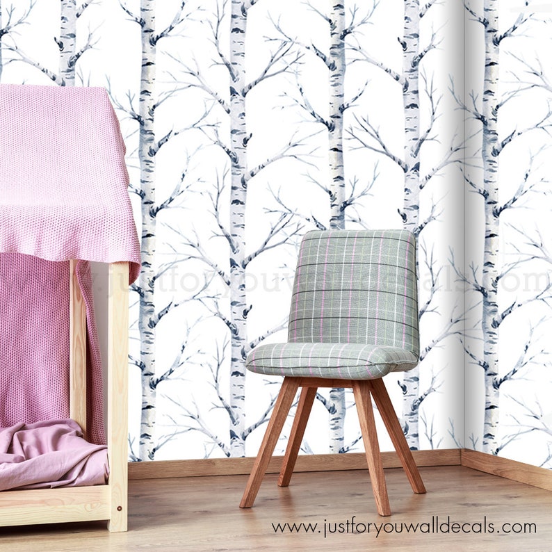 Birch Tree Wallpaper Nursery Wallpaper Boys Room Wallpaper Etsy