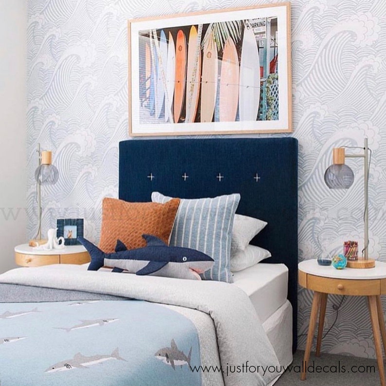 Wave Nursery Wallpaper Kids Wallpaper Peel & Stick Etsy