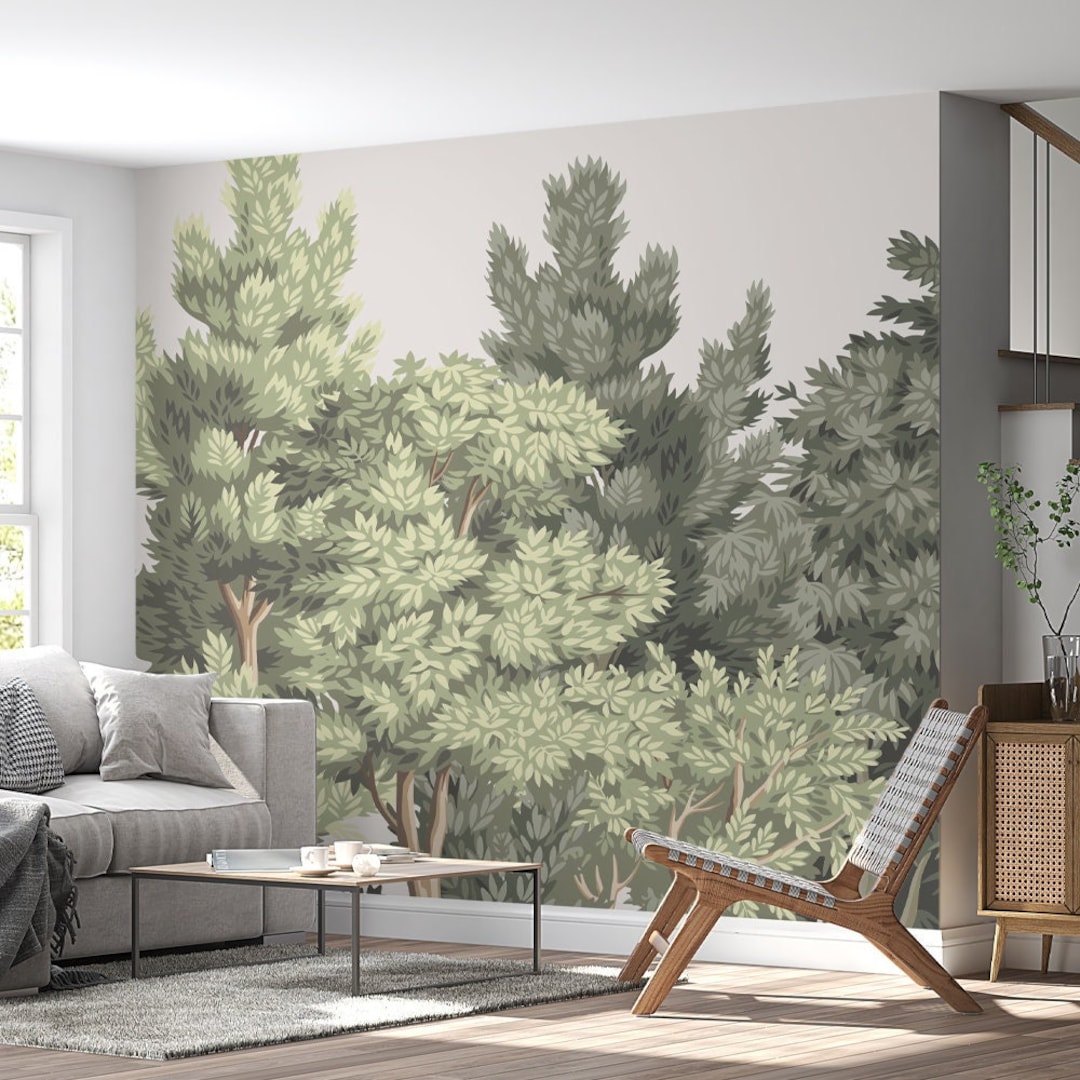 Tree Wallpaper Wall Mural, Forest Wallpaper Mural, Nature Landscape ...